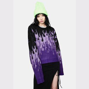 The Ragged Priest Revoly Flame Sweater Size S - Purple/Black